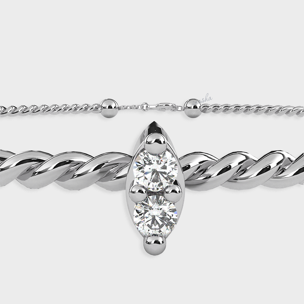 Certified White Gold Lab Diamond Bracelet with Round Cut Stones