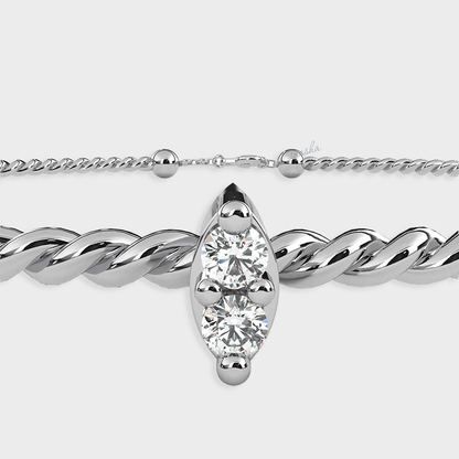 Certified White Gold Lab Diamond Bracelet with Round Cut Stones