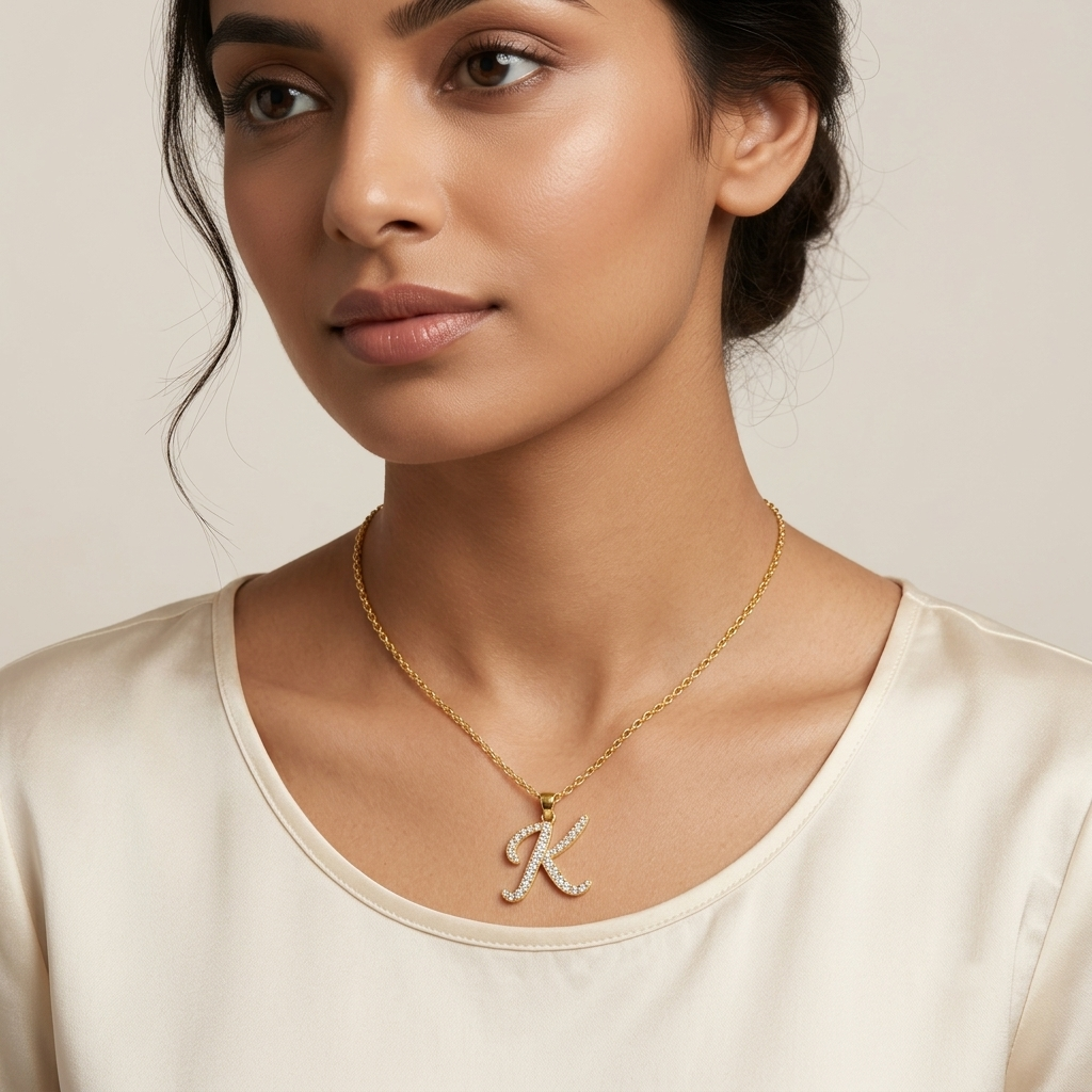 Shop our custom "K" Alphabet Lab Grown Diamond Pendant with Chain. Available in 9K, 14K, 18K Yellow, White, Rose Gold & 950 Platinum. Ethical luxury worldwide.