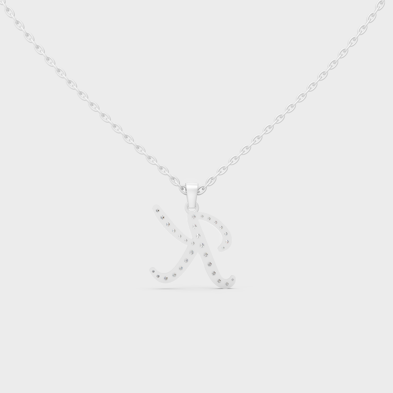 Luxury Heirloom Quality Alphabet K Diamond Pendant and Chain Cast in 950 Platinum