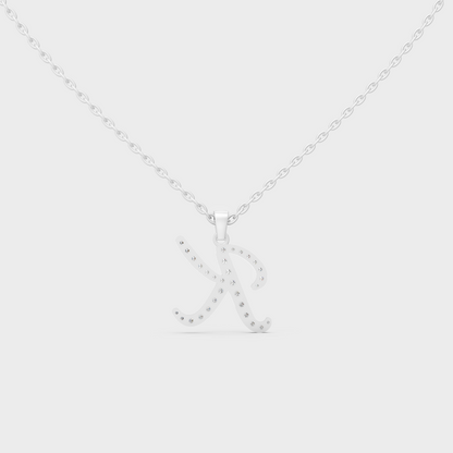 Luxury Heirloom Quality Alphabet K Diamond Pendant and Chain Cast in 950 Platinum