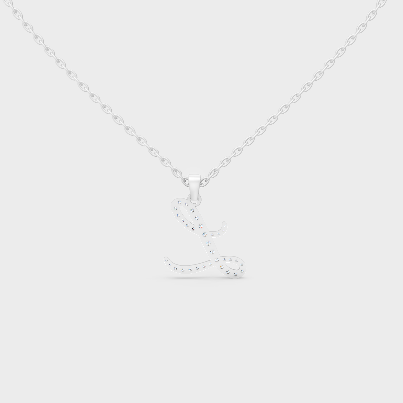 Ultra Durable Solid Platinum Letter L Initial Necklace with Premium Chain Layer