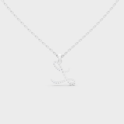 Ultra Durable Solid Platinum Letter L Initial Necklace with Premium Chain Layer