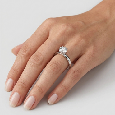 Round Cut Lab Grown Diamond Ring in White Gold