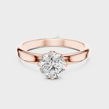 Rose gold lab grown diamond ring round cut 1 carat