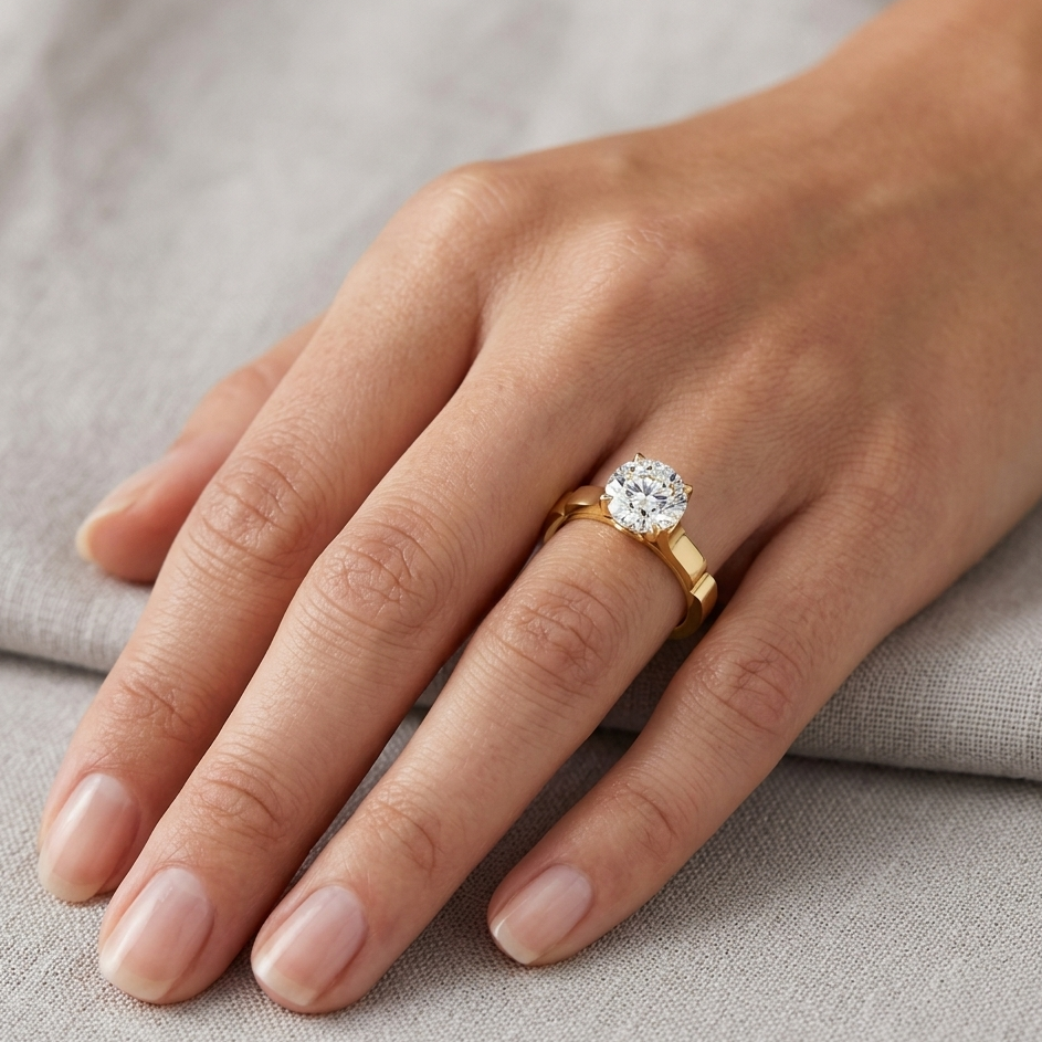 Round-Cut Lab-Grown Diamond Ring In Yellow Gold