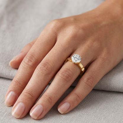 Round-Cut Lab-Grown Diamond Ring In Yellow Gold