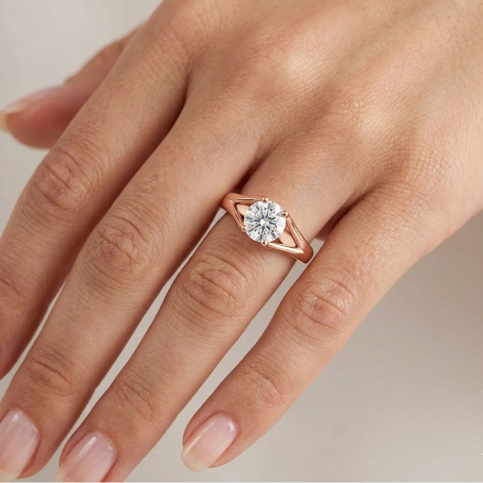 Rose Gold Engagement Ring With A Brilliant Sustainable Diamond