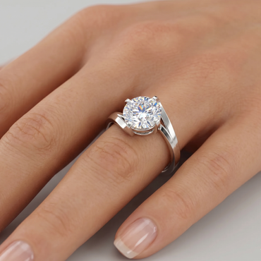 White Gold Round-Cut Lab Diamond Ring