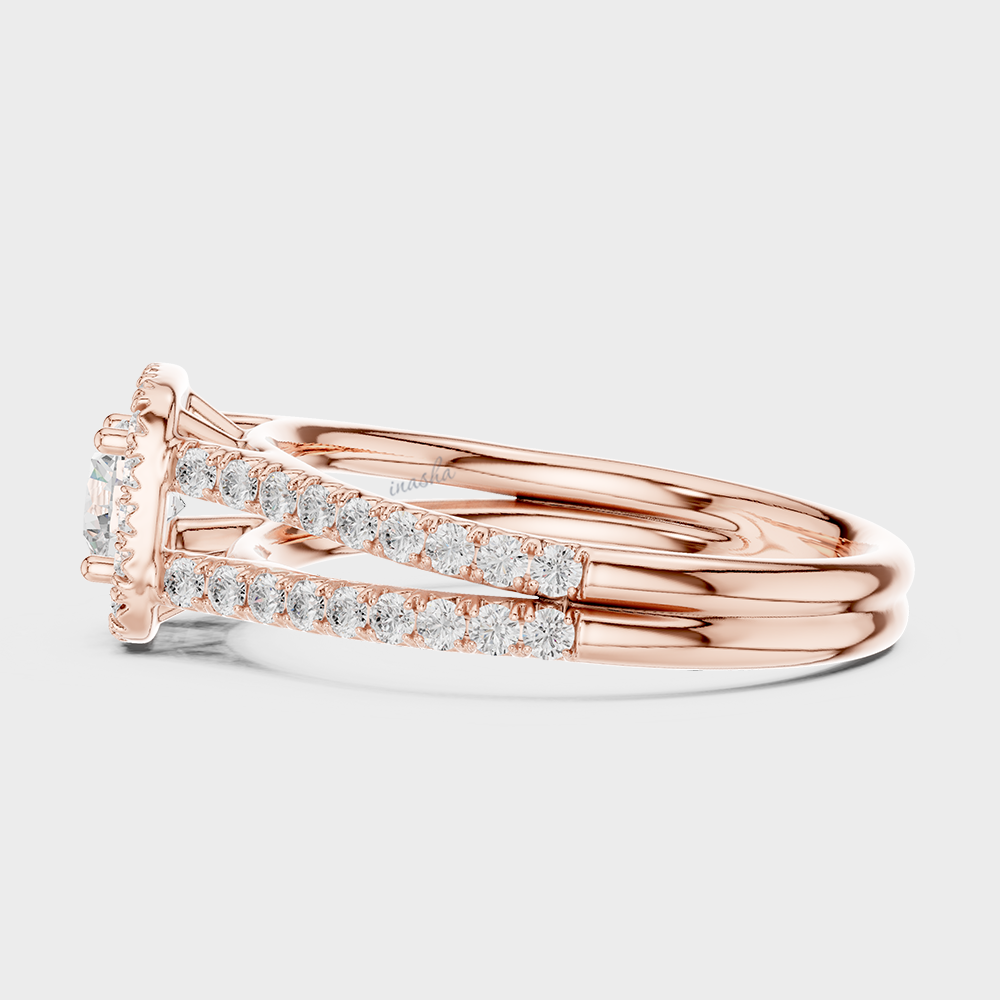 Rose gold Custom Lab Grown Round Diamond Ring