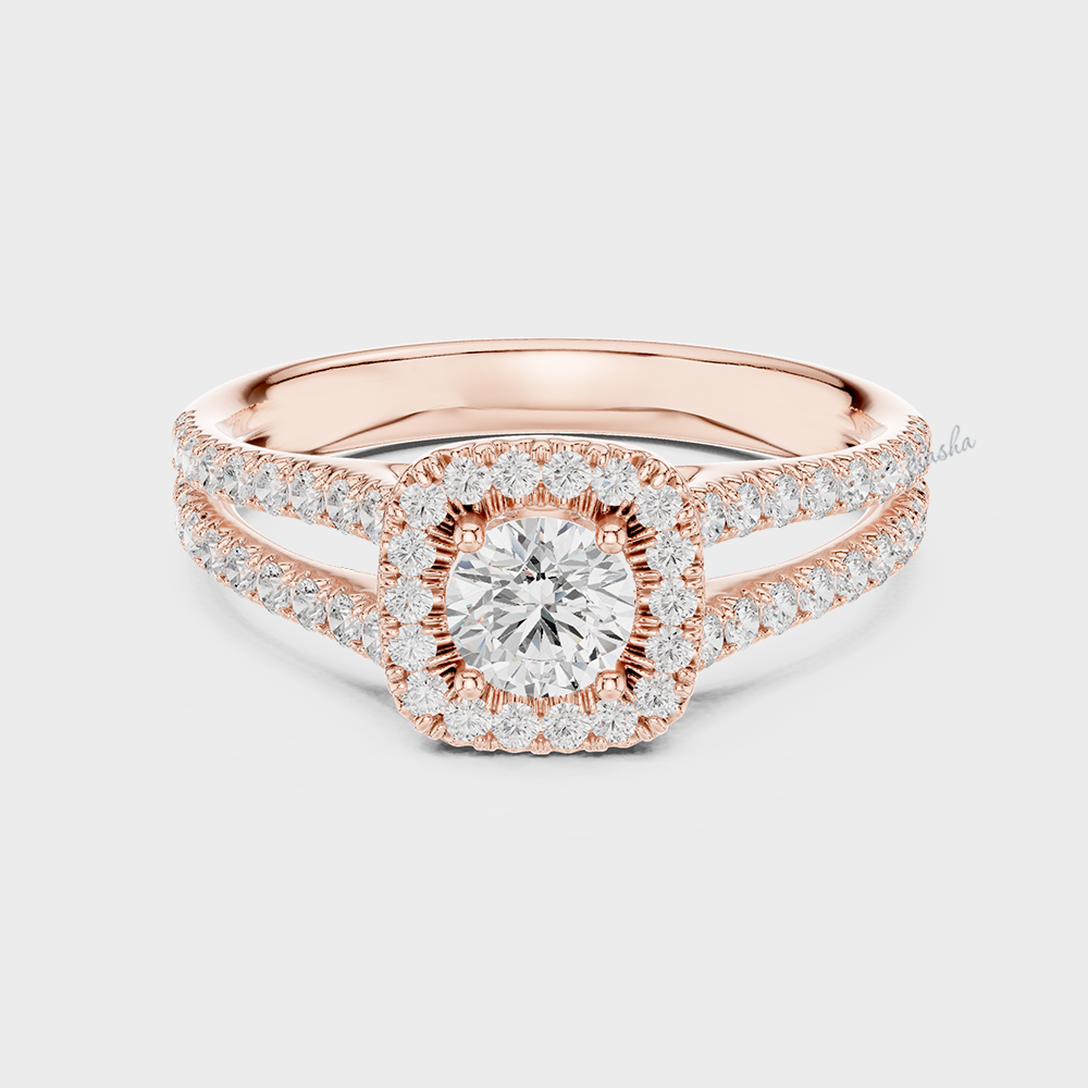 Engagement Ring with Round Diamond in Rose Gold