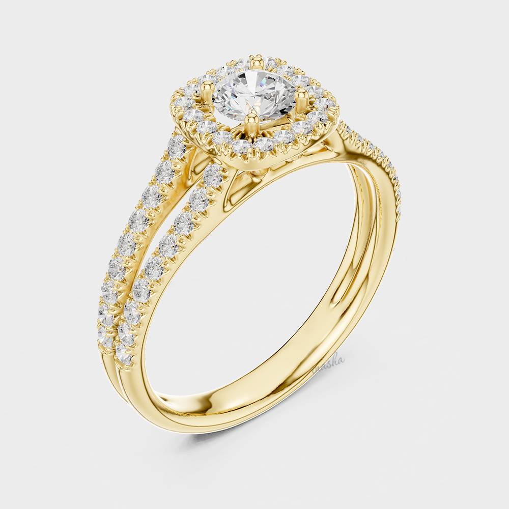 Lab Grown Round Diamond Ring in Gold