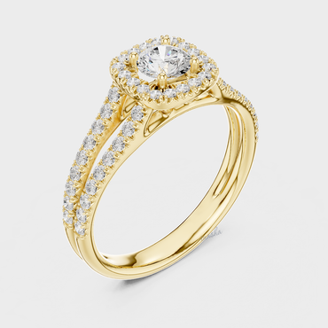 Lab Grown Round Diamond Ring in Gold