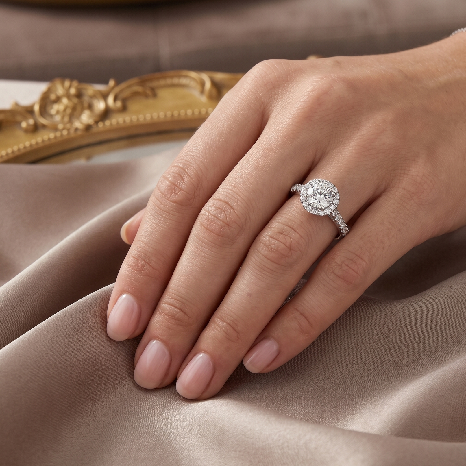 Round-Cut Lab-Grown Diamond Halo Ring 