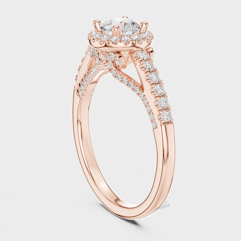 Designer Lab Grown Diamond Engagement Halo Ring in Rose gold