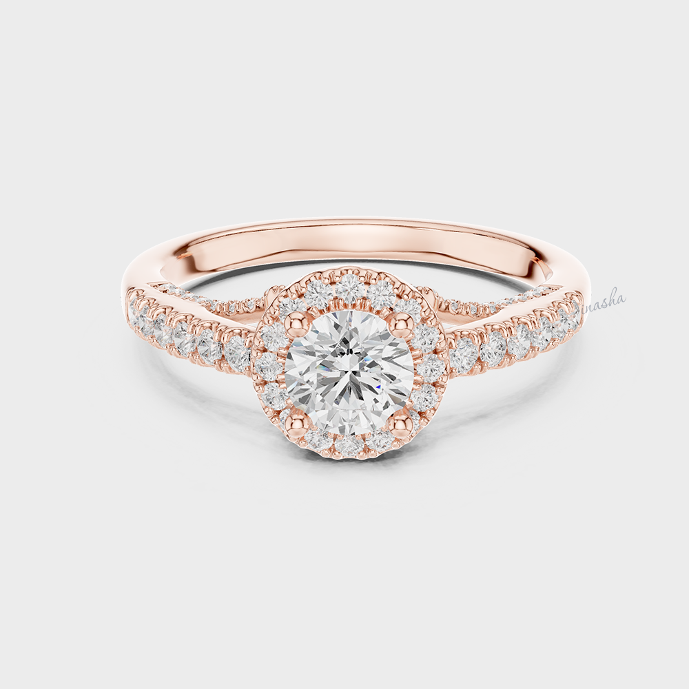 Custom Lab Grown Diamond Halo Ring  Rose  Gold