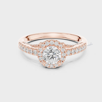 Custom Lab Grown Diamond Halo Ring  Rose  Gold