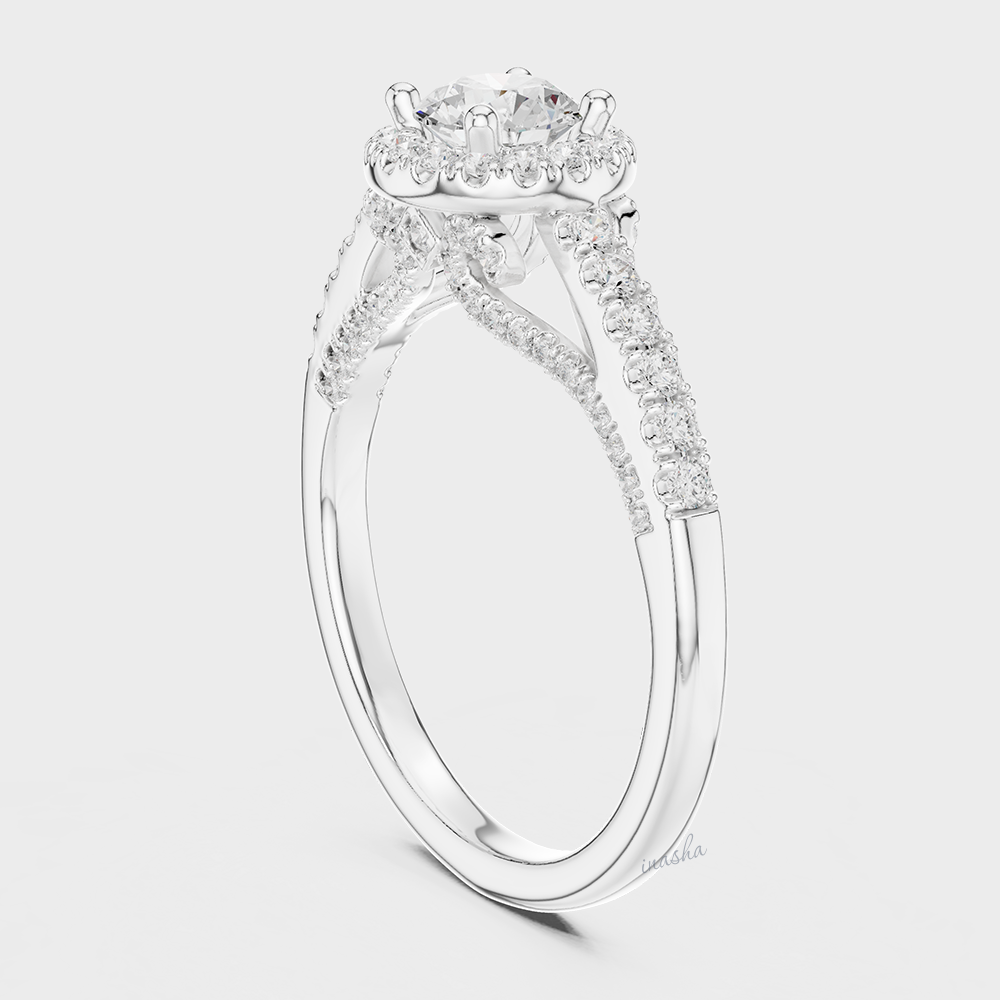 White Gold Premium Lab Grown Diamond Engagement Halo Ring