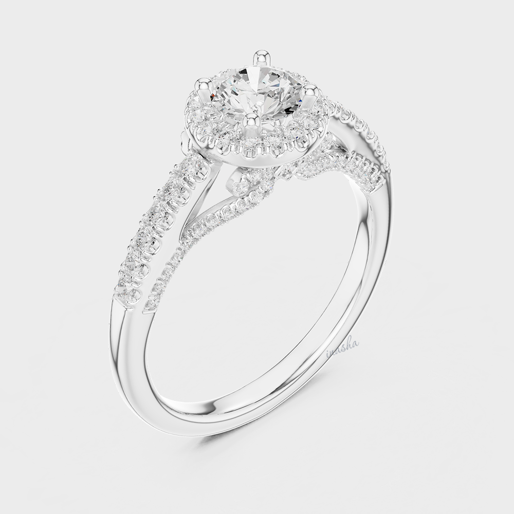 Platinum Lab Grown Diamond Engagement Halo Ring