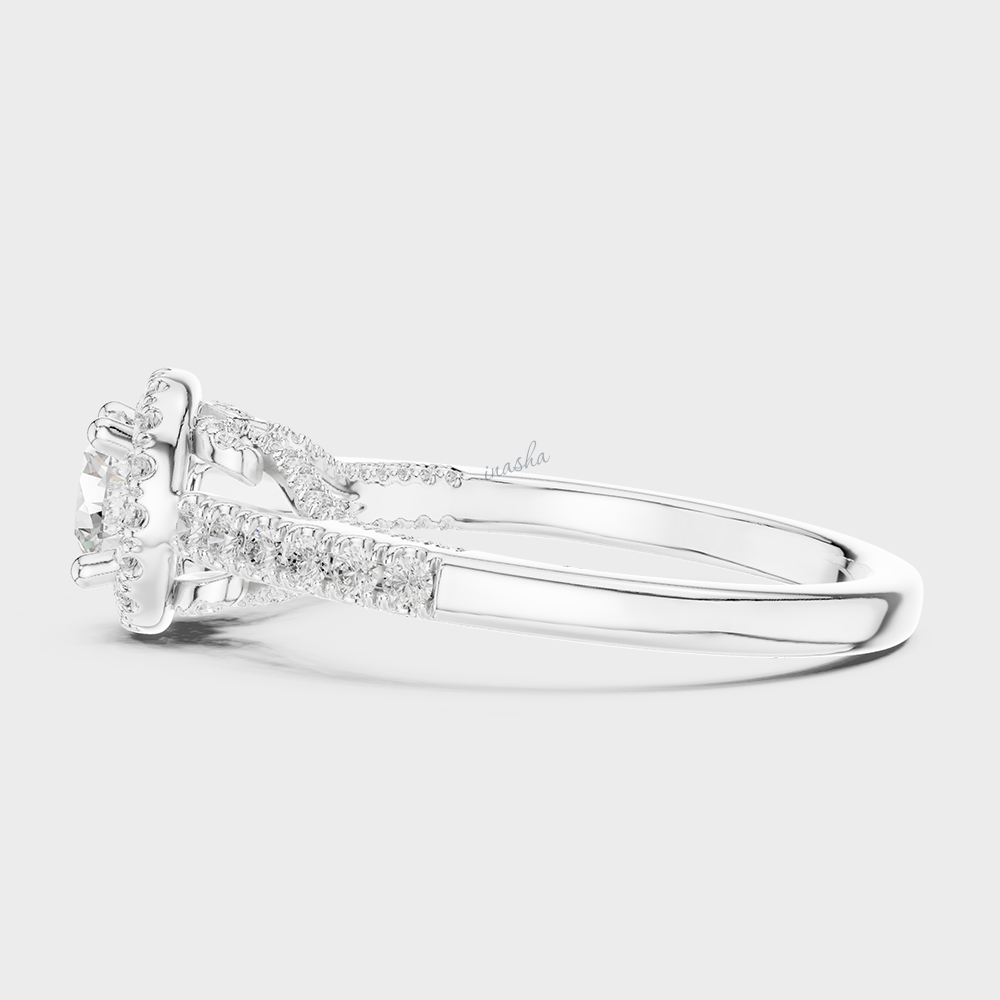 Platinum Designer Lab Grown Diamond Engagement Halo Ring