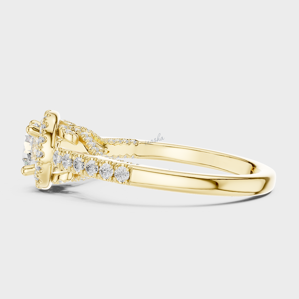 Luxury Lab Diamond Engagement Halo Ring in Gold