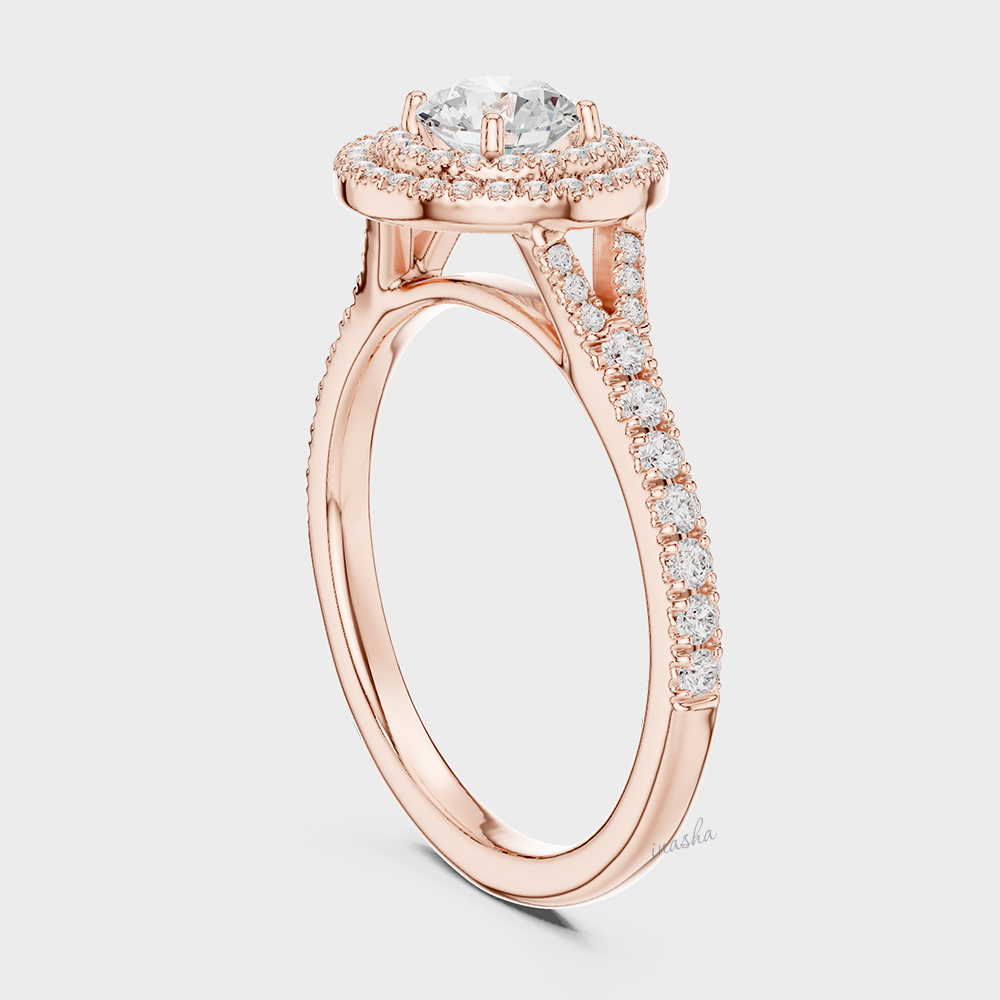 Premium Rose Gold Lab Grown Diamond Double Halo Ring