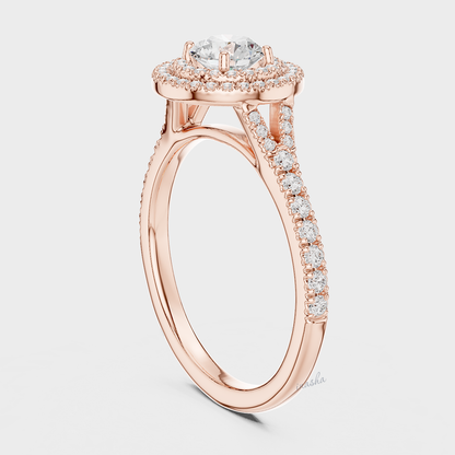 Premium Rose Gold Lab Grown Diamond Double Halo Ring