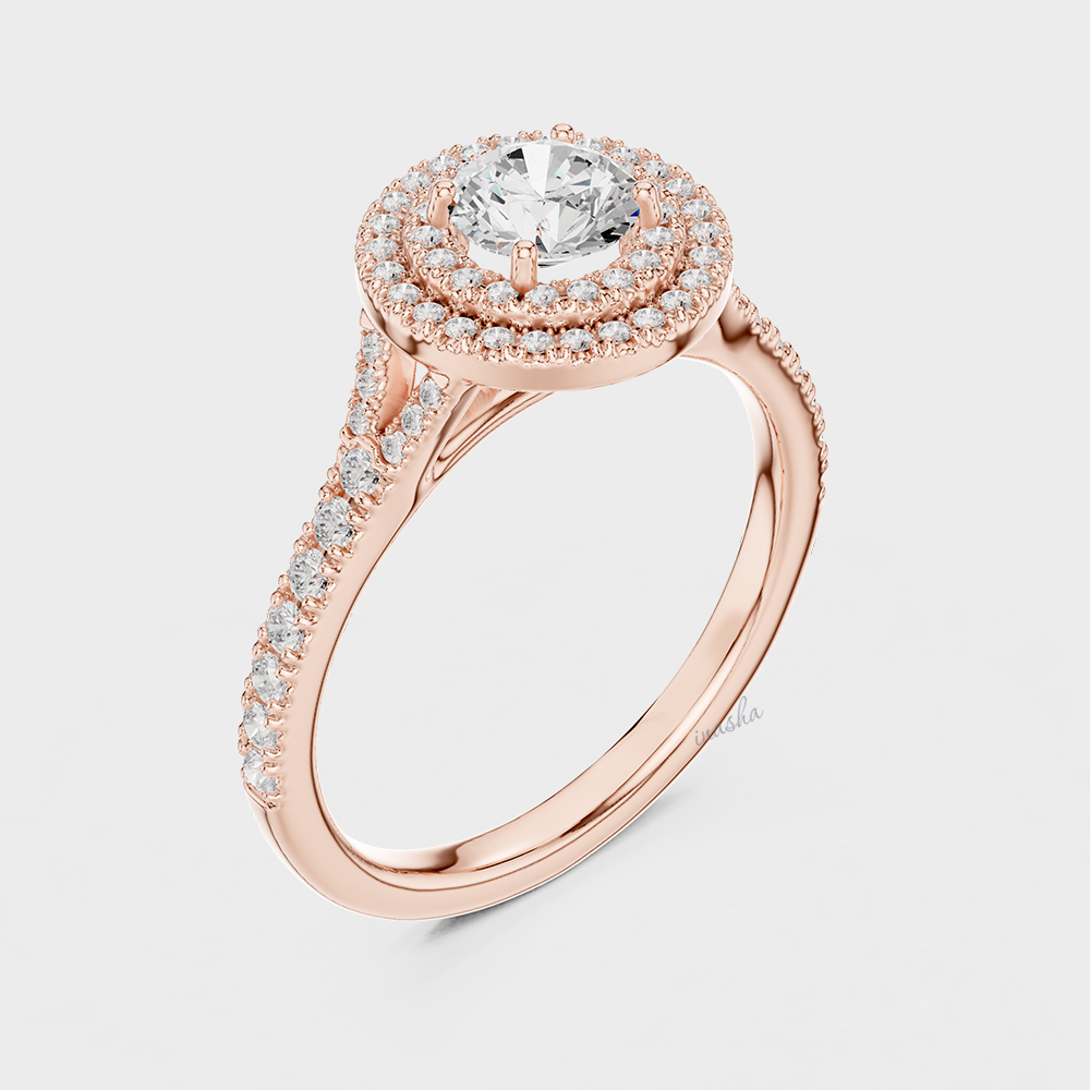 Rose Gold Lab Grown Diamond Double Halo Engagement Ring