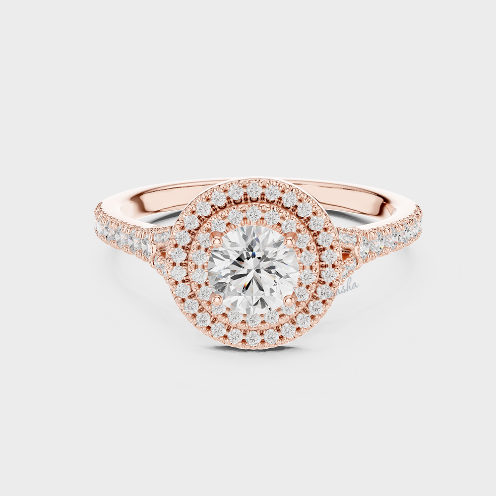 Lab Grown Diamond Double Halo Ring Rose Gold