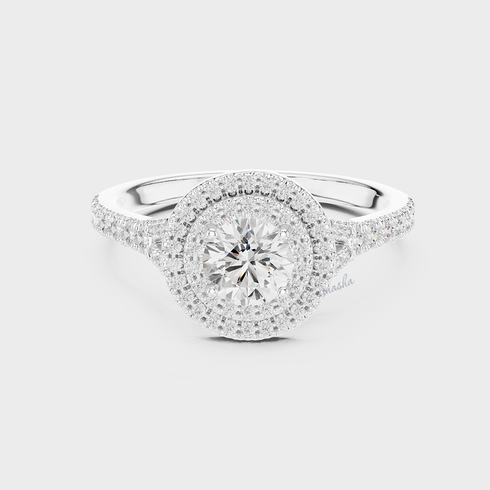 Lab Grown Diamond Double Halo Ring White Gold