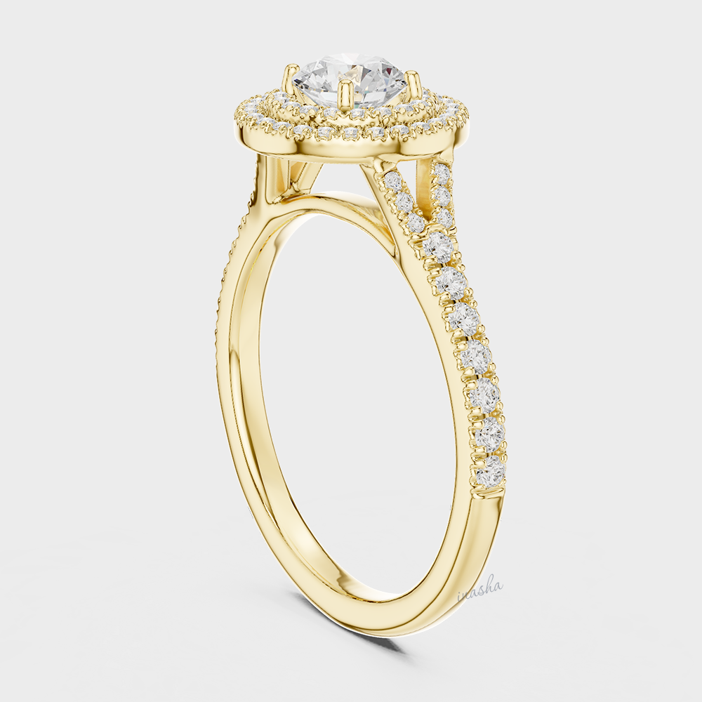 Ethical Lab Grown Diamond Double Halo Ring Yellow Gold