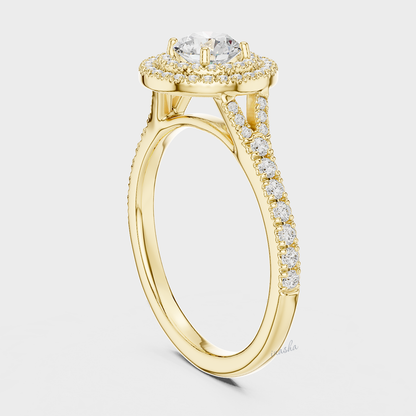 Ethical Lab Grown Diamond Double Halo Ring Yellow Gold