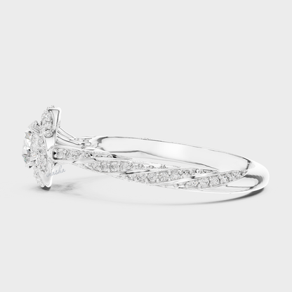 White Gold Round Cut Halo Engagement Ring Lab Grown Diamond