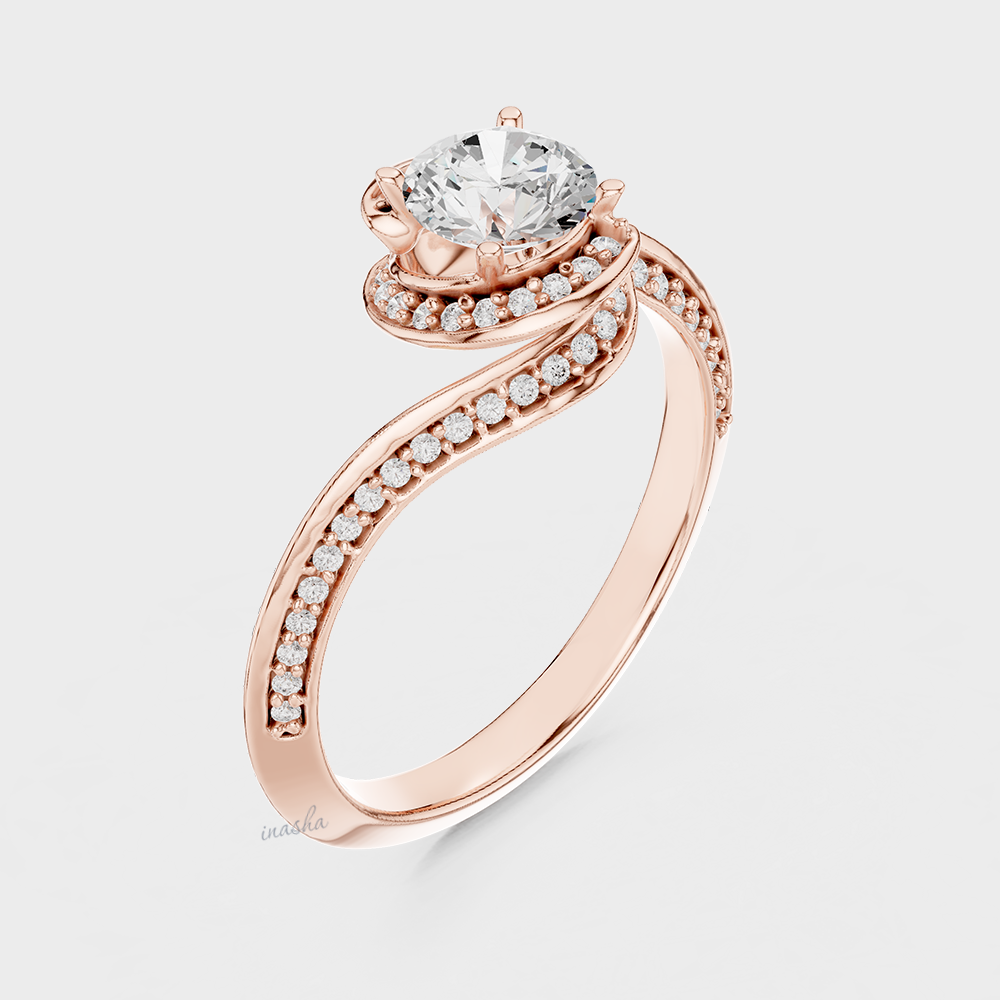 Rose Gold Premium Halo Engagement Ring with Round Cut Lab Diamond