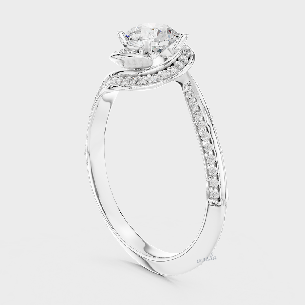 Platinum Round Cut Engagement Halo Ring Lab-Grown Diamond