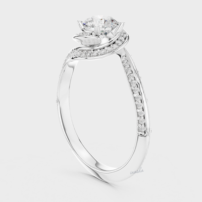 Platinum Round Cut Engagement Halo Ring Lab-Grown Diamond