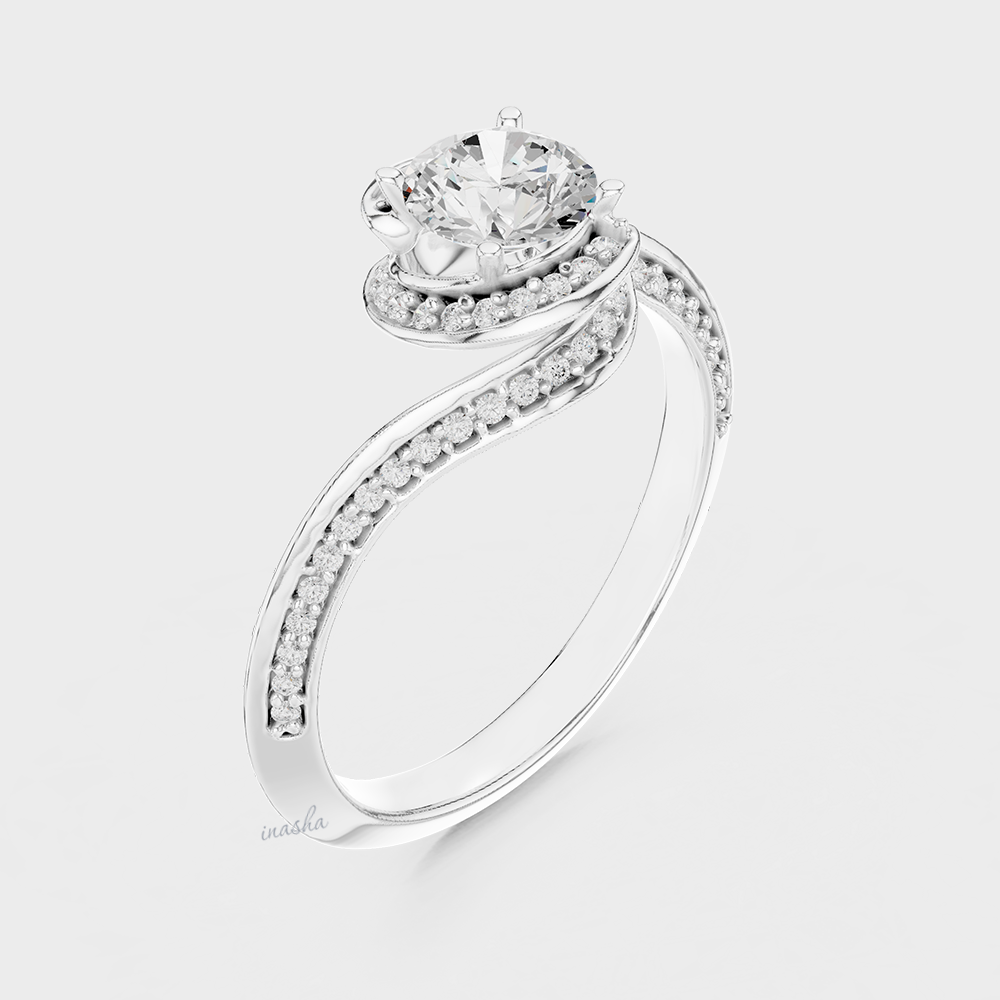 White Gold Round Cut Engagement Halo Ring Lab-Grown Diamond