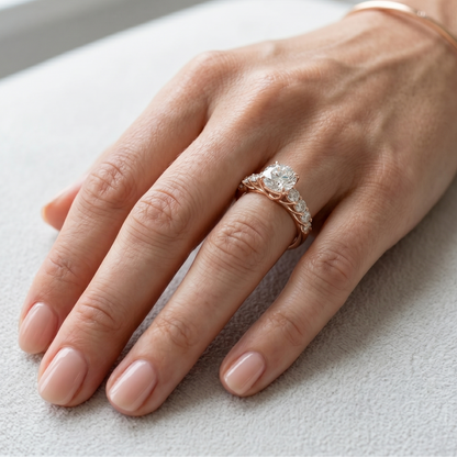 Customizable Rose Gold Round Lab Diamond Twist Halo Ring
