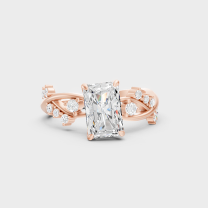 Rose Gold Radiant Lab Grown Diamond Ring Elegant Luxury Style