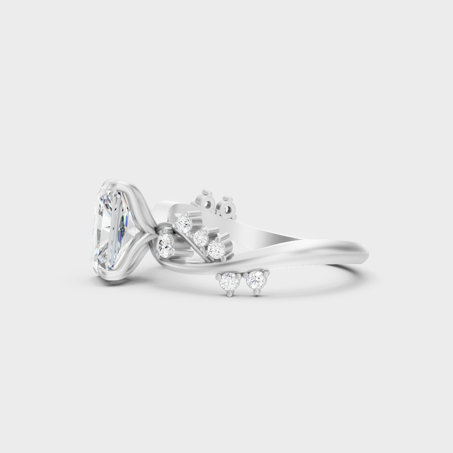 White Gold Certified Radiant Diamond Ring Elegant Design