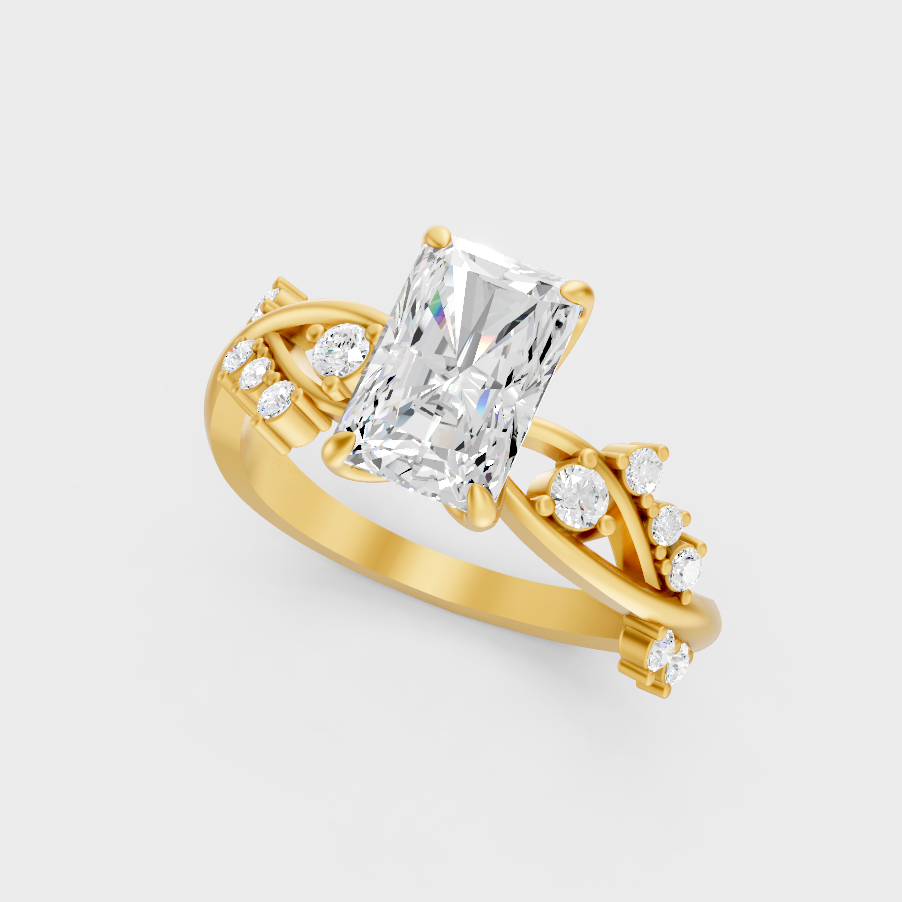 2.69 Ct Radiant Diamond Ring In Yellow Gold Fine Jewelry