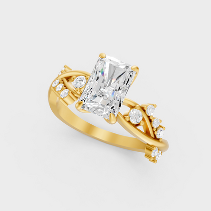 2.69 Ct Radiant Diamond Ring In Yellow Gold Fine Jewelry