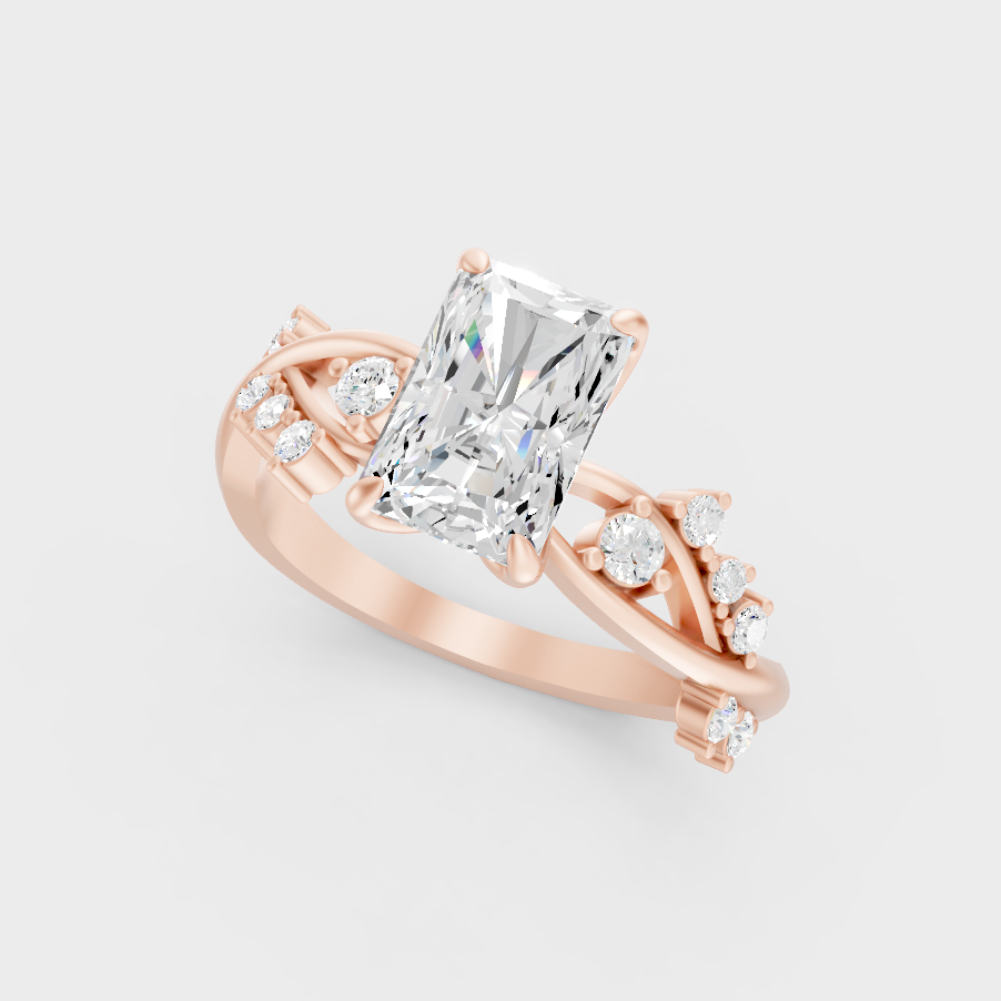 Radiant Cut Lab Diamond Solitaire Ring In Rose Gold Elegant Design