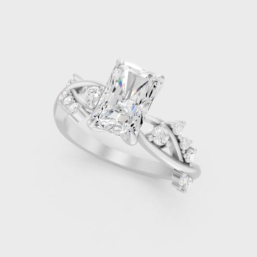 Platinum Radiant And Round Cut Diamond Ring Timeless Elegance
