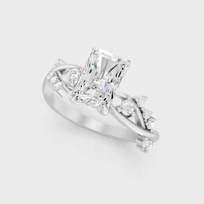 Platinum Radiant And Round Cut Diamond Ring Timeless Elegance