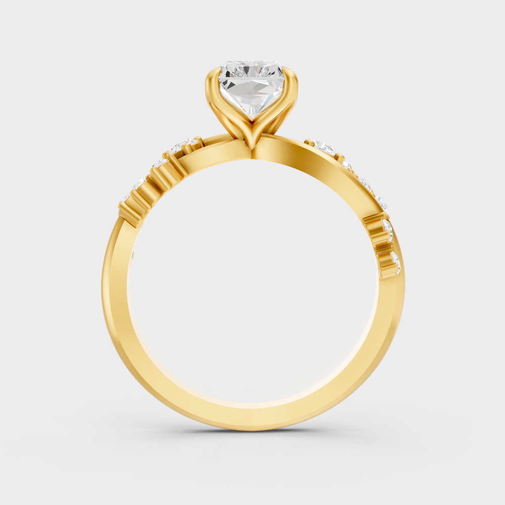 Yellow Gold Radiant Diamond Bridal Ring Luxury Style
