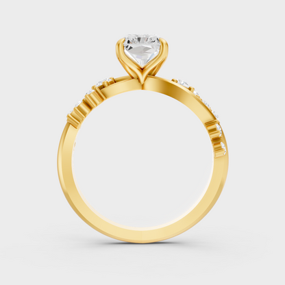 Yellow Gold Radiant Diamond Bridal Ring Luxury Style