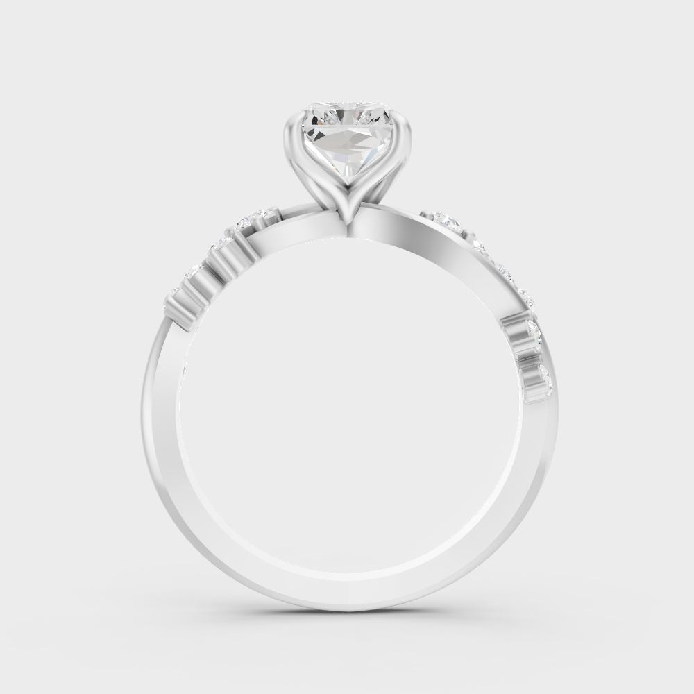 White Gold Radiant Proposal Ring With Brilliant Round Sparkle