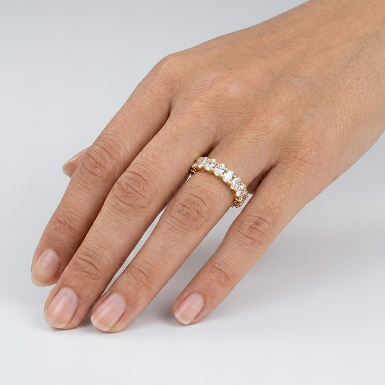 Oval Diamond Eternity Band Ring In 9K Yellow Gold