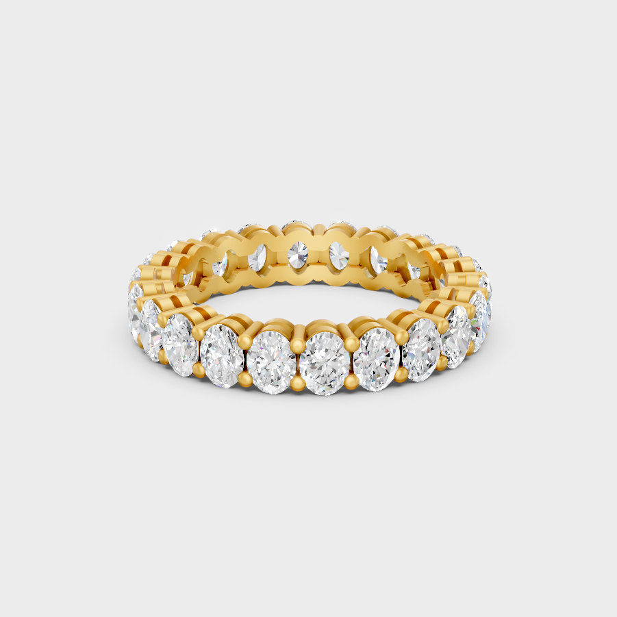 Luxury Oval Diamond Eternity Band Ring In Yellow Gold